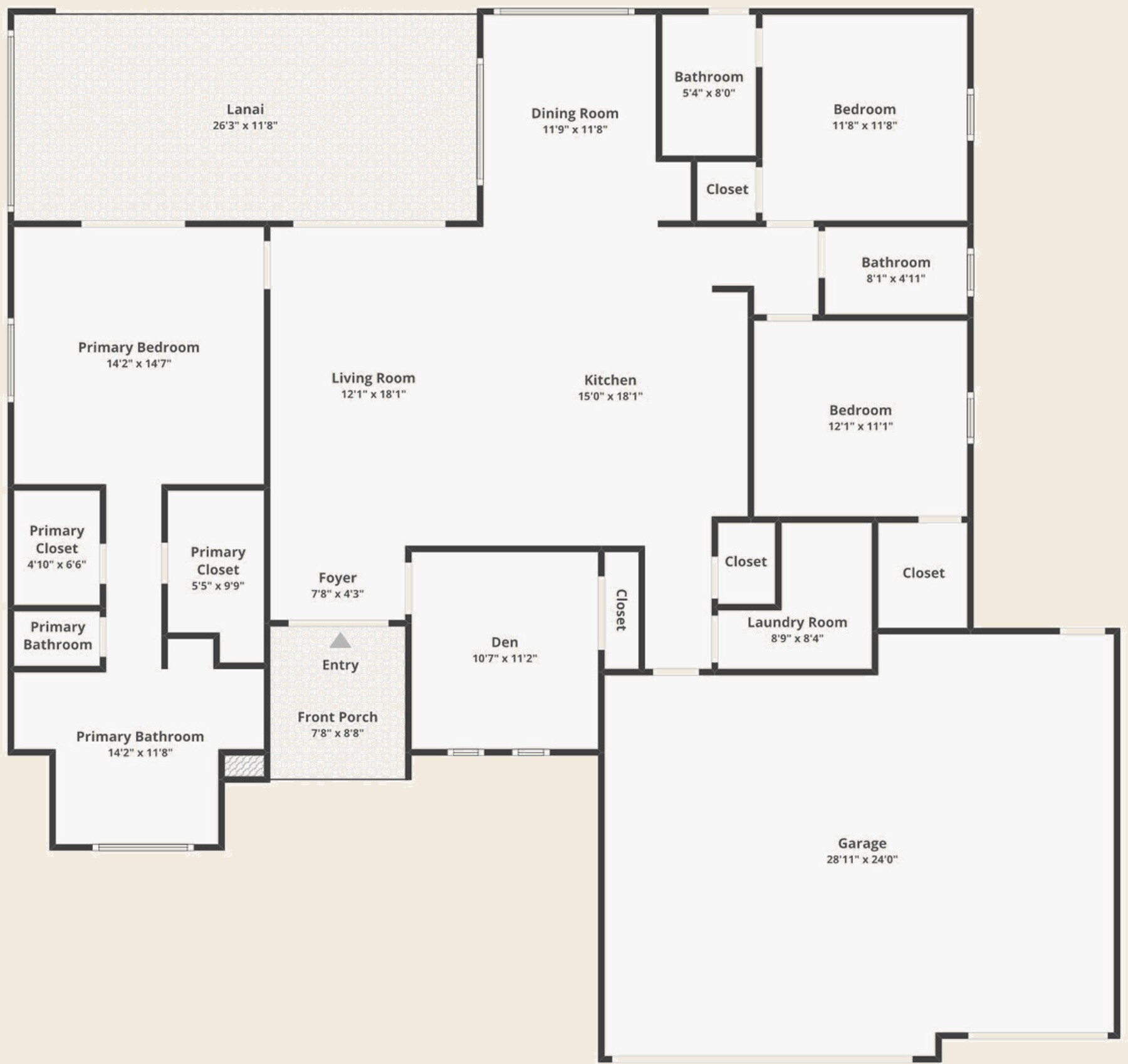 Sunset Model floor plan — Pelican Vista Homes, Cape Coral